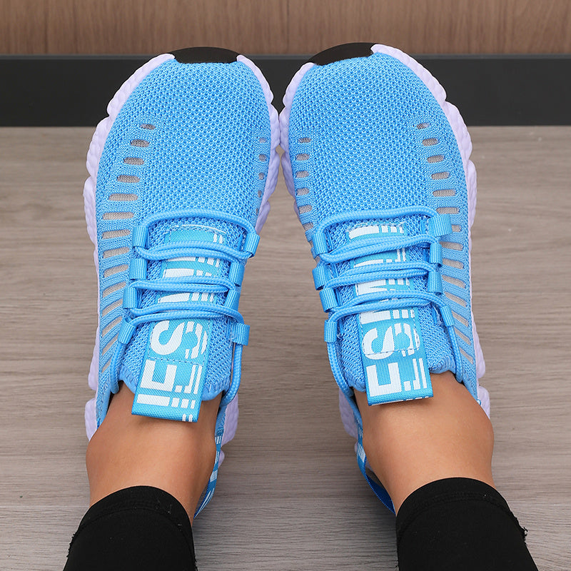 Sonic Stripe Breathable Comfort Womens Lightweight Athletic Sneakers - IRON GODDESS