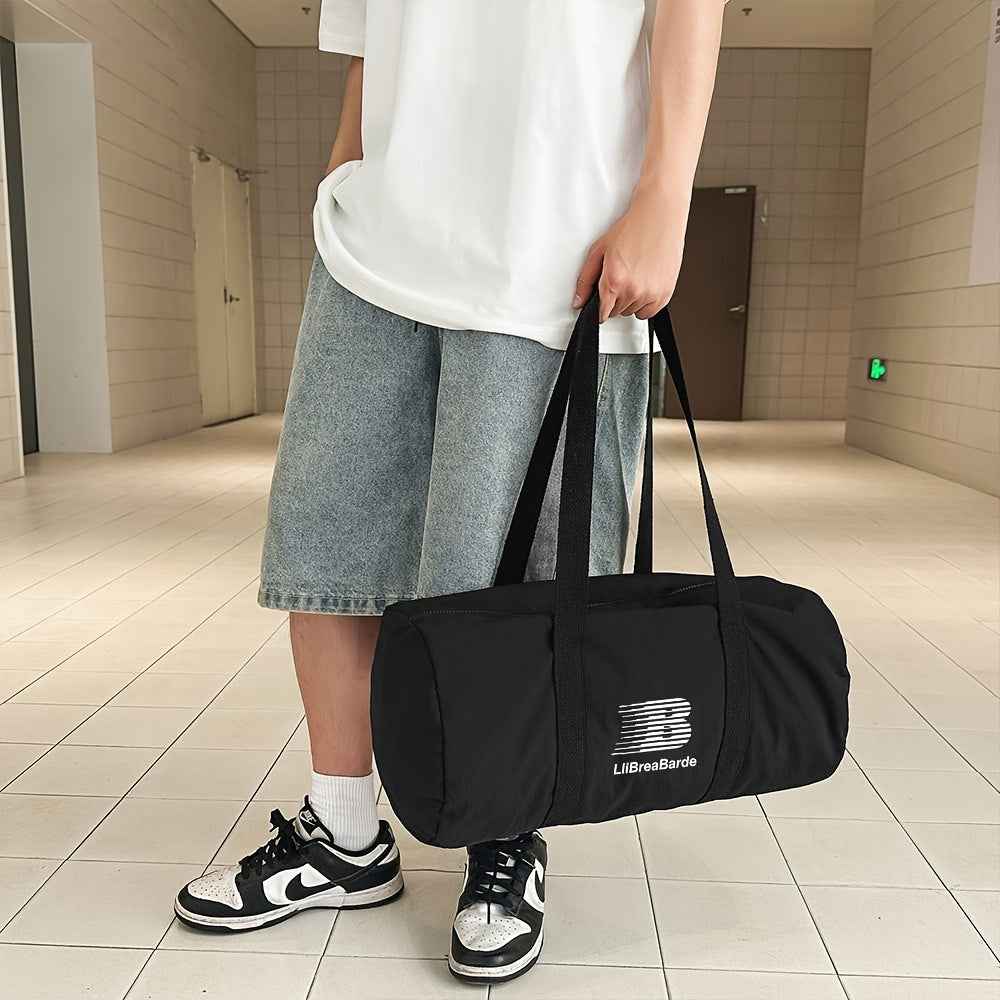 HUOHUO Men'S Large Capacity Nylon Gym Bag - Durable, Spacious & Versatile Shoulder Sports Duffel with Multiple Compartments, Black, Ideal for Fitness & Travel, Gym Bag, Nylon Gym Bag, Walking Bag, Travel Bag With Fingerprint Design, Fitness Bag, Small Wor