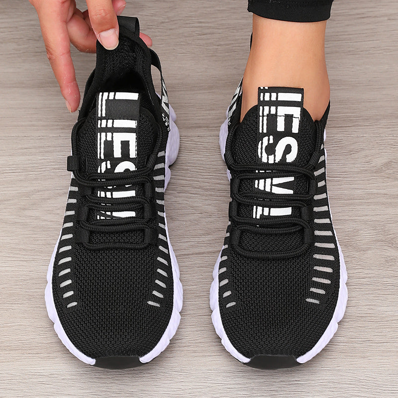 Sonic Stripe Breathable Comfort Womens Lightweight Athletic Sneakers - IRON GODDESS