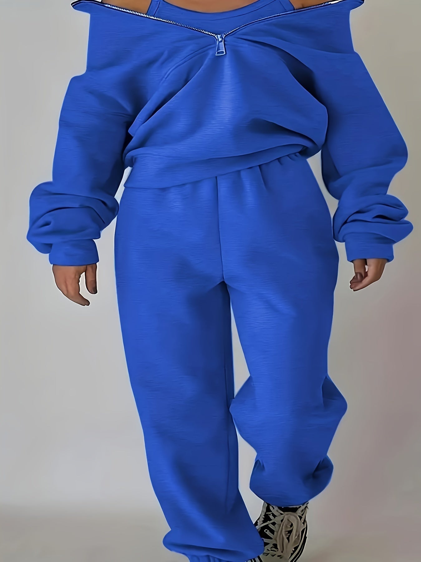 Womens Long Sleeve Zip Sweatshirt  Pants Set - IRON GODDESS