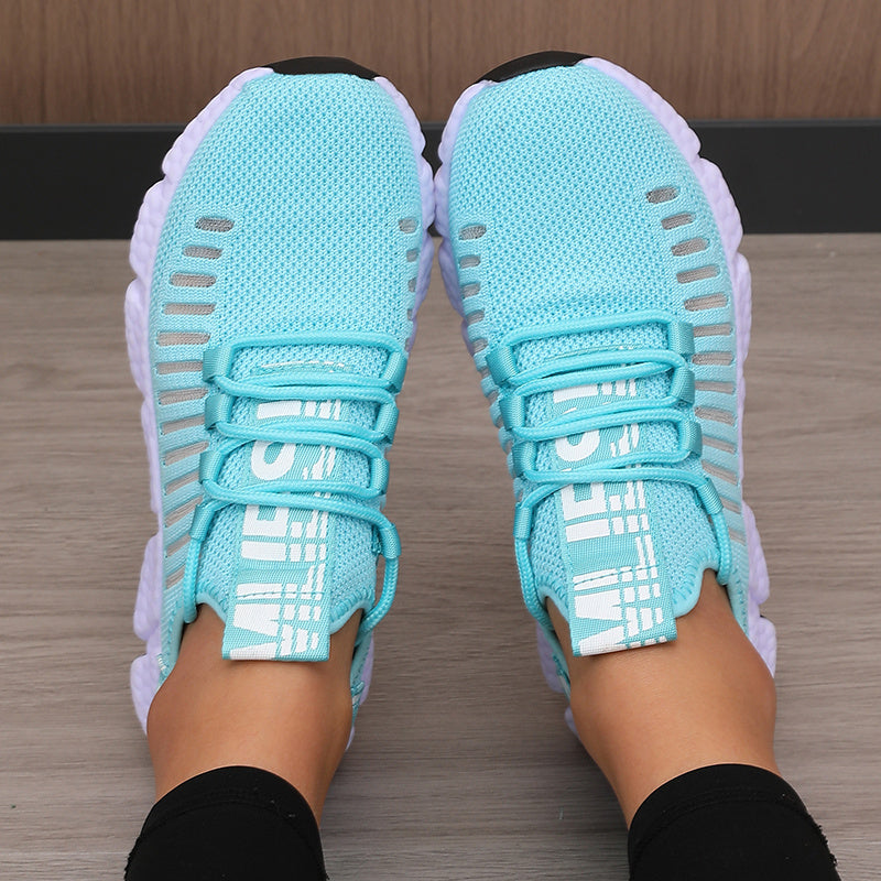 Sonic Stripe Breathable Comfort Womens Lightweight Athletic Sneakers - IRON GODDESS