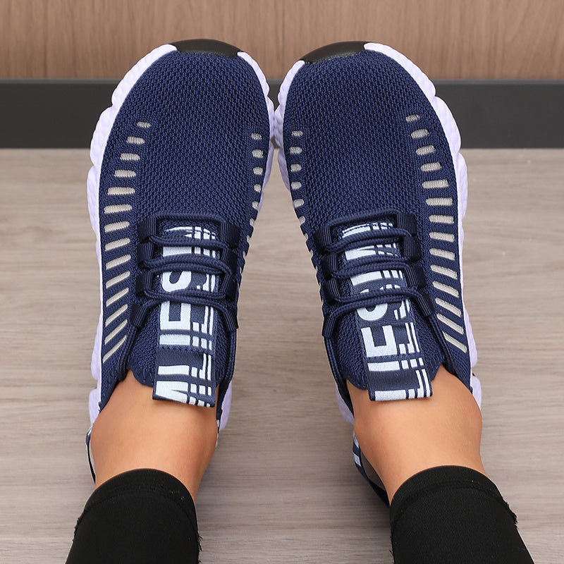 Sonic Stripe Breathable Comfort Womens Lightweight Athletic Sneakers - IRON GODDESS