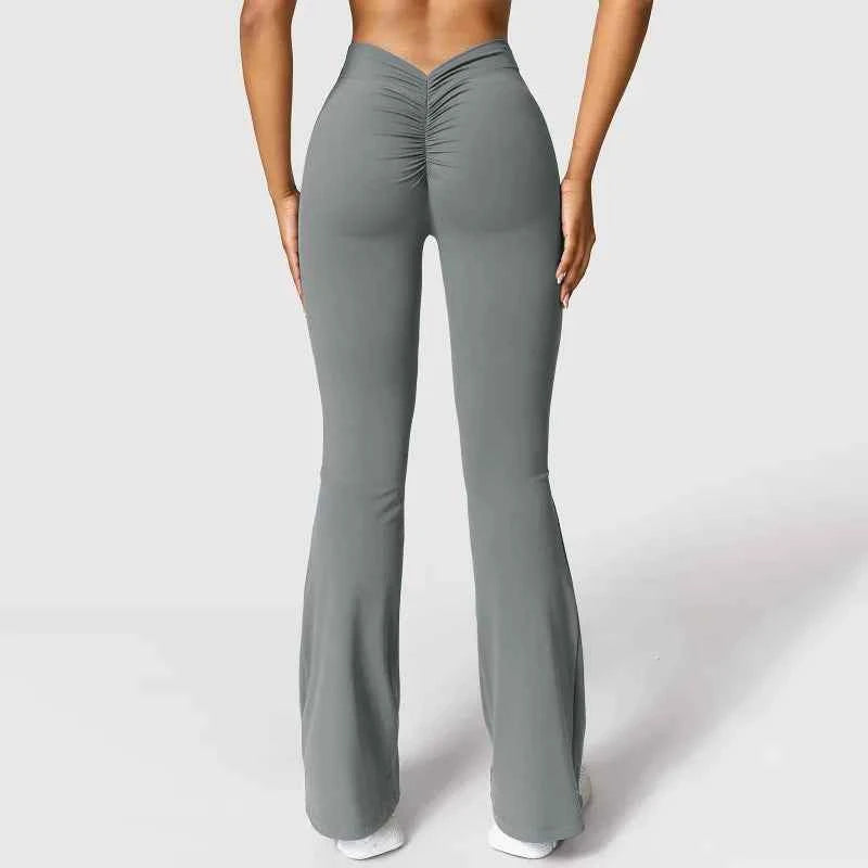 Sexy Yoga Flare Pants Women V-Cut Waist High Waist Push Up Butt Fitness Leggings Comfort Fit Gym Running Fashion Slim Leggings