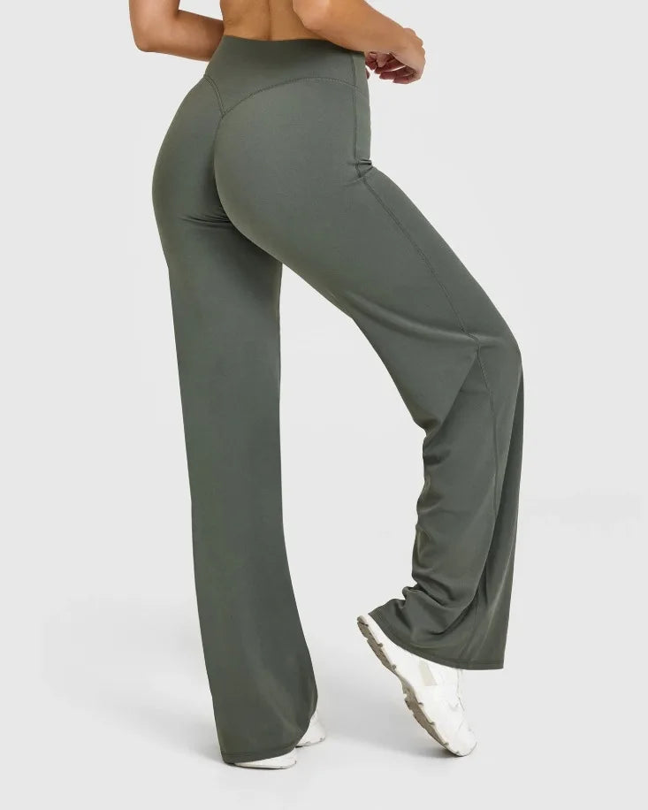 NCLAGEN Straight-Leg Pants Ultra Soft Butter Fabric Women's Mid-Waist Yoga Pants GYM Naked Feel Pilates Running Sport Trousers - IRON GODDESS