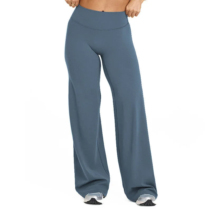 NCLAGEN Straight-Leg Pants Ultra Soft Butter Fabric Women's Mid-Waist Yoga Pants GYM Naked Feel Pilates Running Sport Trousers - IRON GODDESS