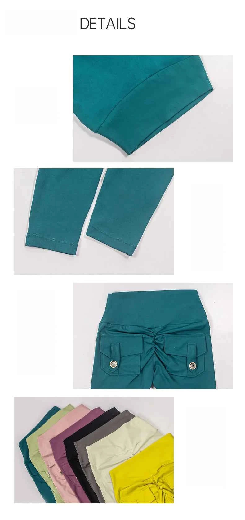 Peach Hip Pocket Leggings High Waist Push Up Gym Trousers