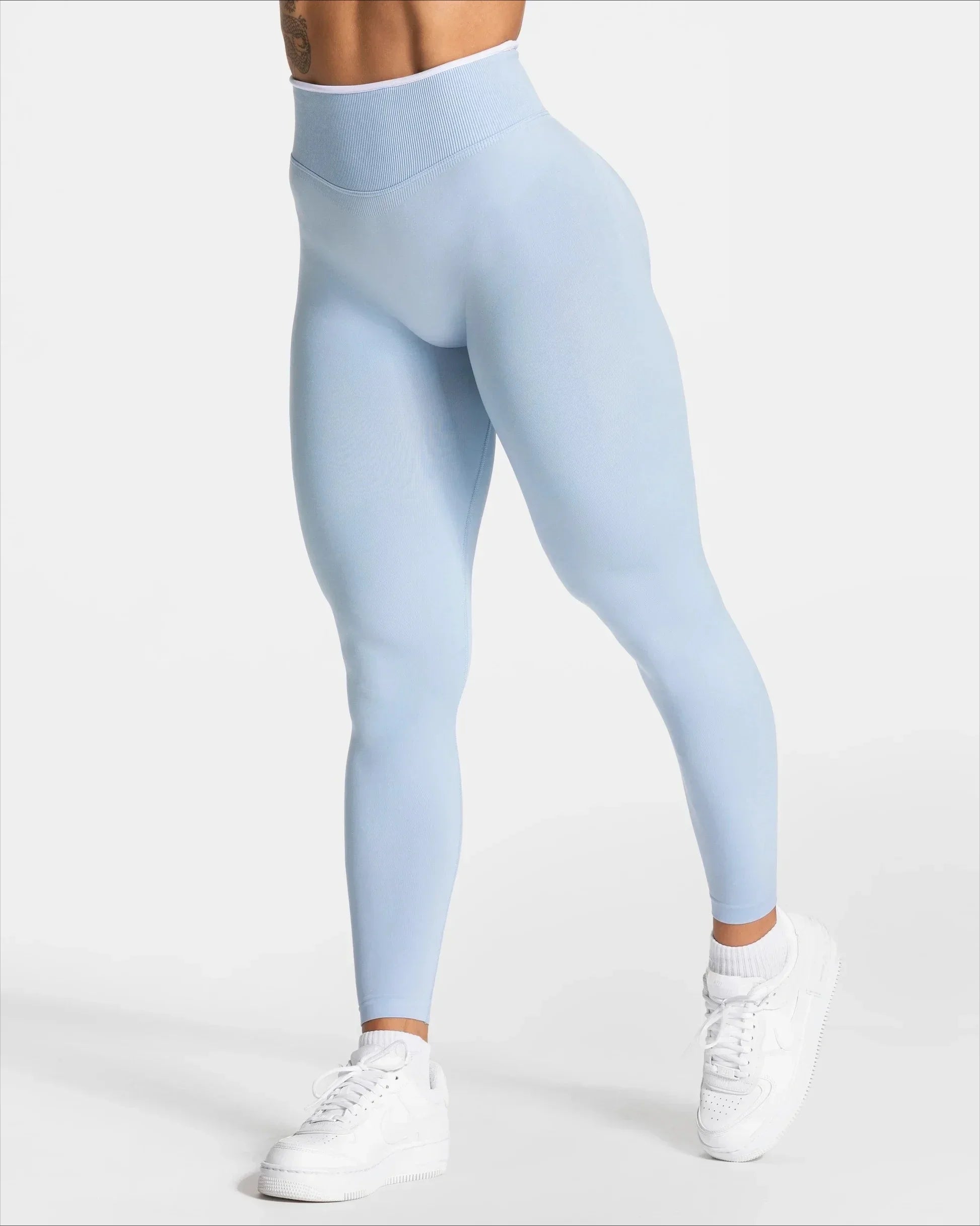 White Edge Lift Seamless High Waist Yoga Leggings - IRON GODDESS