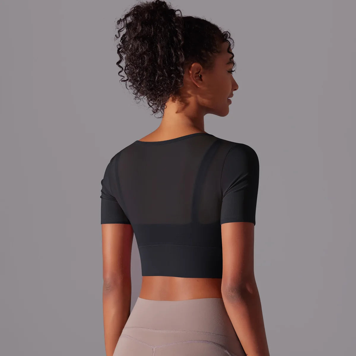 Yoga exercise set with women's mesh patchwork one piece asymmetric hollow sexy tight fitting sports and fitness yoga gym bra - IRON GODDESS