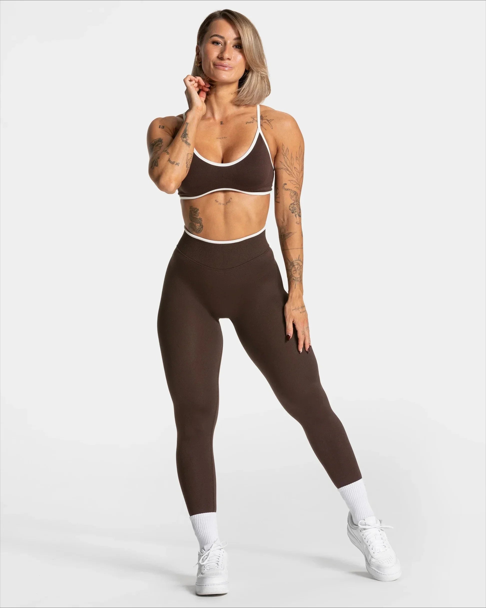 White Edge Lift Seamless High Waist Yoga Leggings - IRON GODDESS