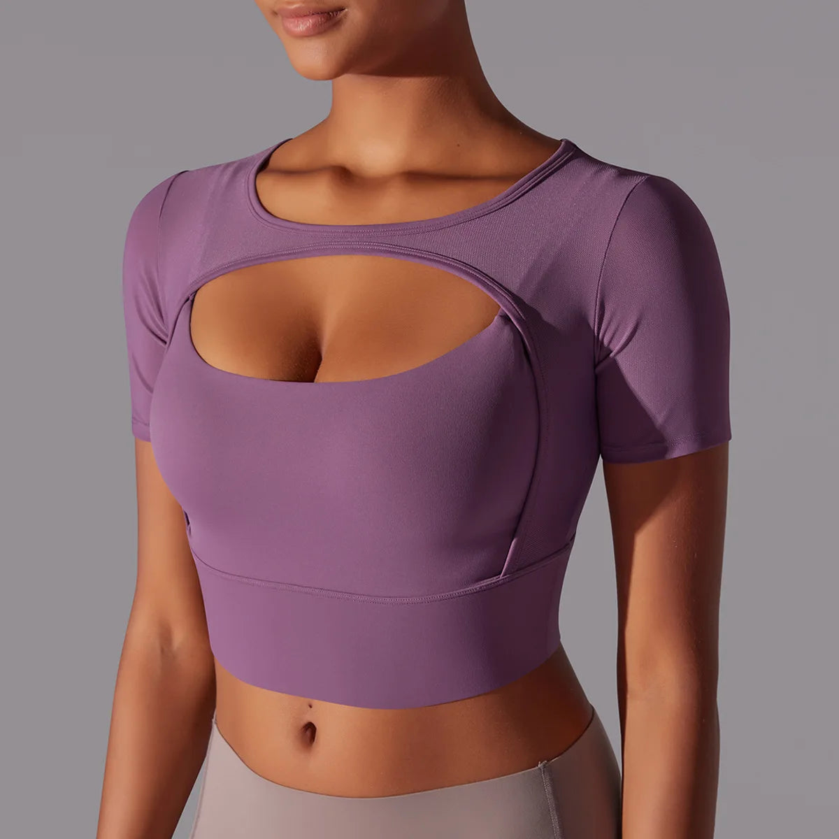 Yoga exercise set with women's mesh patchwork one piece asymmetric hollow sexy tight fitting sports and fitness yoga gym bra - IRON GODDESS