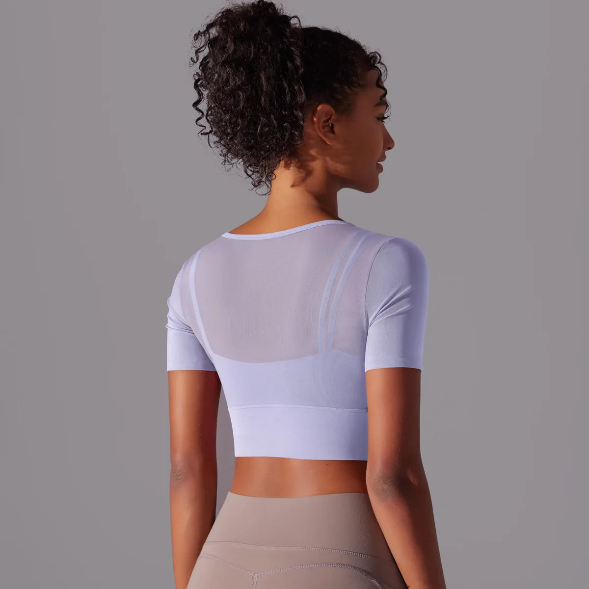 Yoga exercise set with women's mesh patchwork one piece asymmetric hollow sexy tight fitting sports and fitness yoga gym bra - IRON GODDESS
