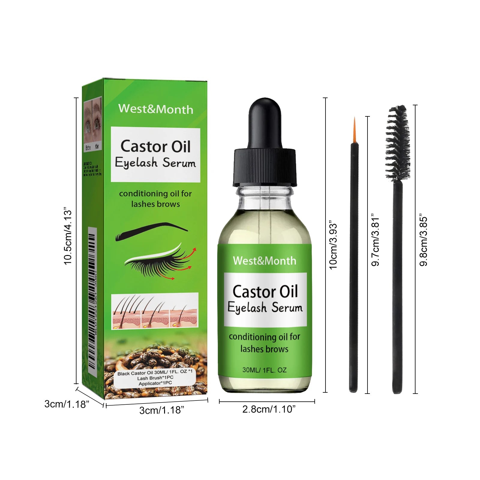 Castor Oil Eyelash Growth Serum With Brush Multipurpose Hair Eyebrow Eyelash Growth Thick Essence Nourishing Moisturize Liquid - IRON GODDESS