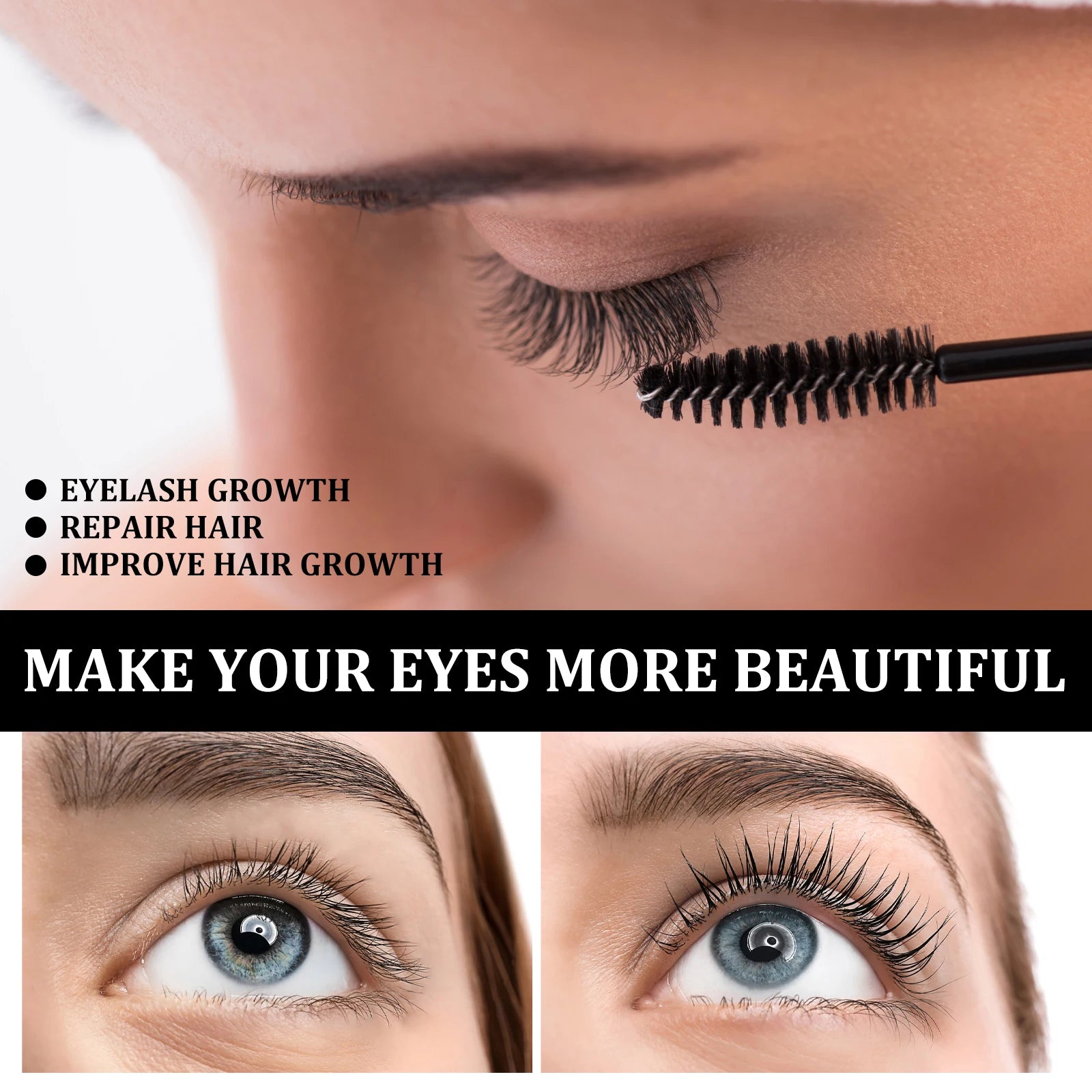 Castor Oil Eyelash Growth Serum With Brush Multipurpose Hair Eyebrow Eyelash Growth Thick Essence Nourishing Moisturize Liquid - IRON GODDESS
