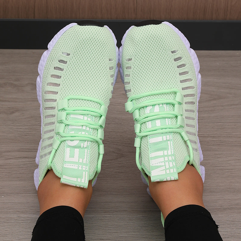 Sonic Stripe Breathable Comfort Womens Lightweight Athletic Sneakers - IRON GODDESS