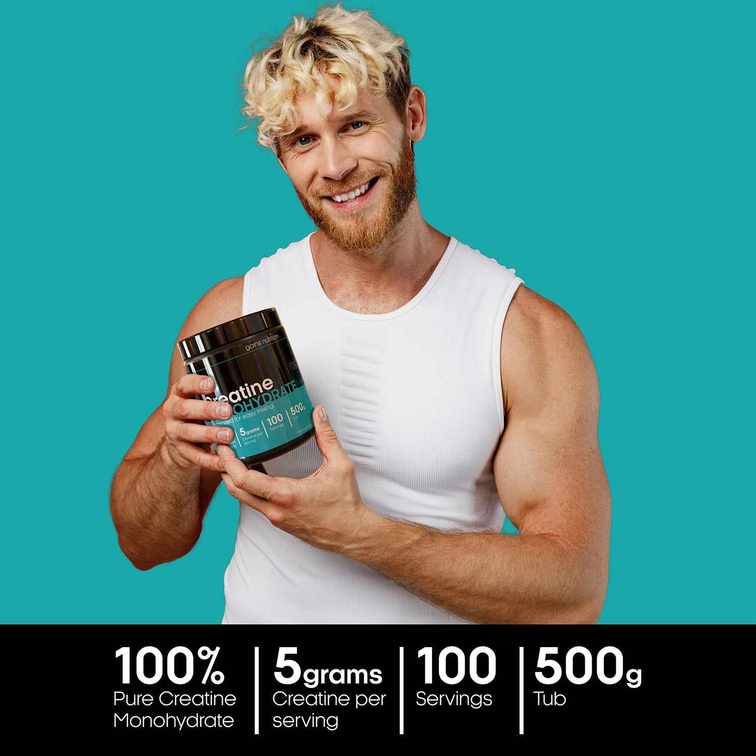 Creatine Powder | High Strength Creatine Monohydrate Powder - 5g per Serving | Unflavoured Filler Free Creatine-Monohydrate | Gluten Free