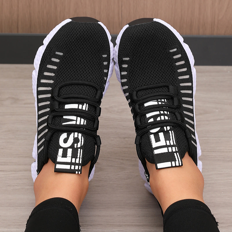Sonic Stripe Breathable Comfort Womens Lightweight Athletic Sneakers - IRON GODDESS