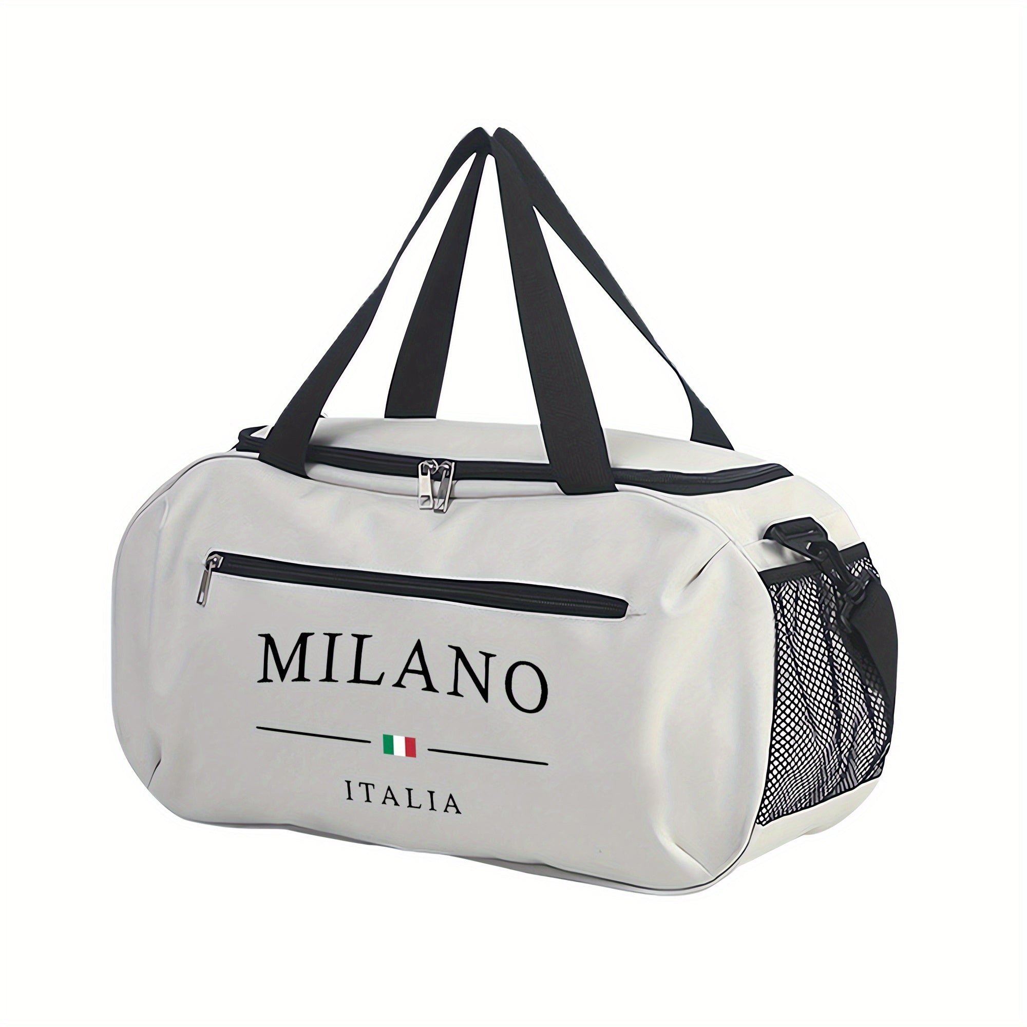 Duffel Bag with MILANO Pattern Essential Handbag for The Gym Reinforced Double Handles Lightweight Oxford Fabric Suitable for Yoga and Fitness Machine Washable Travel Bag for Teenager