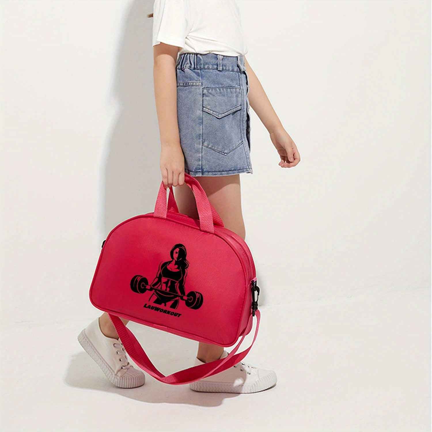 1pc 's Gym Bag - Bold Weightlifting Girl Design in Bright Pink, Adjustable Strap & Sturdy Handles for Fitness, Yoga, Travel, Everyday - Durable Lightweight Construction for Workout & Casual Outings, Travel Shoulder Bag, Sporty Accessory, for Teenager