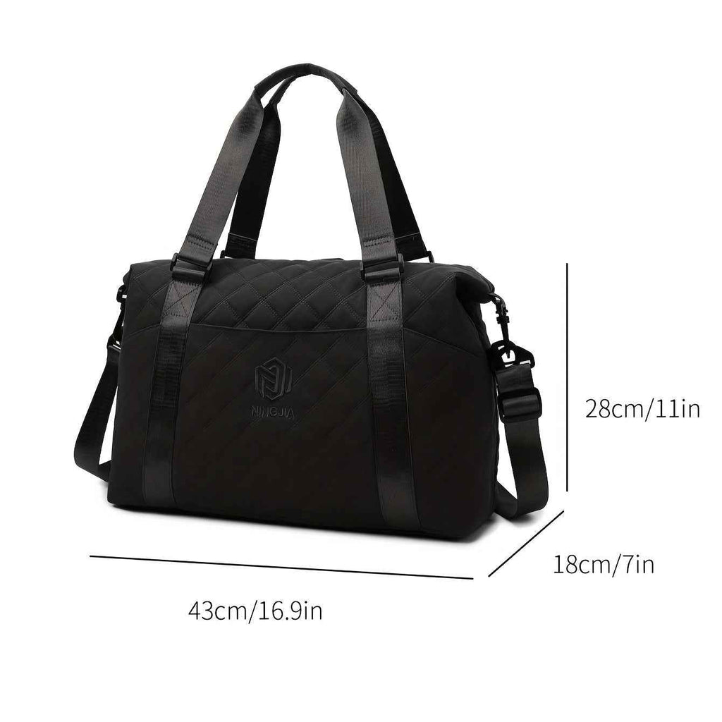 [Large Capacity Travel Duffle] Durable Polyester Unisex Large Capacity Travel Duffle Bag | Lightweight Sporty Gym & Business Duffle with Dry/Wet Compartments, Convertible Handheld/Crossbody Design, White/Black