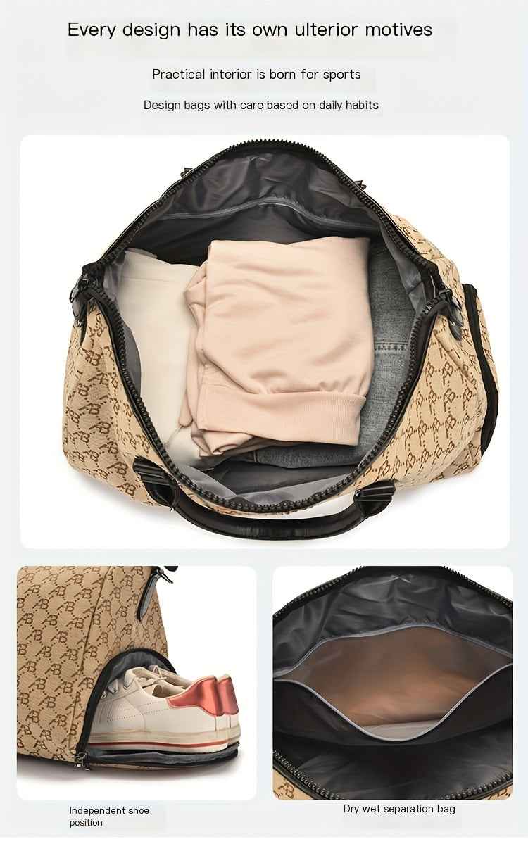 Travel Tote Bag, a Versatile Handbag with Large Capacity for Short Trips, Suitable for Business Travel, Luggage Storage, Carry-On Bag with Dry And Wet Separation, Independent Shoe Compartment, Lightweight, Ideal for Students And Men, Multifunctional Gym B