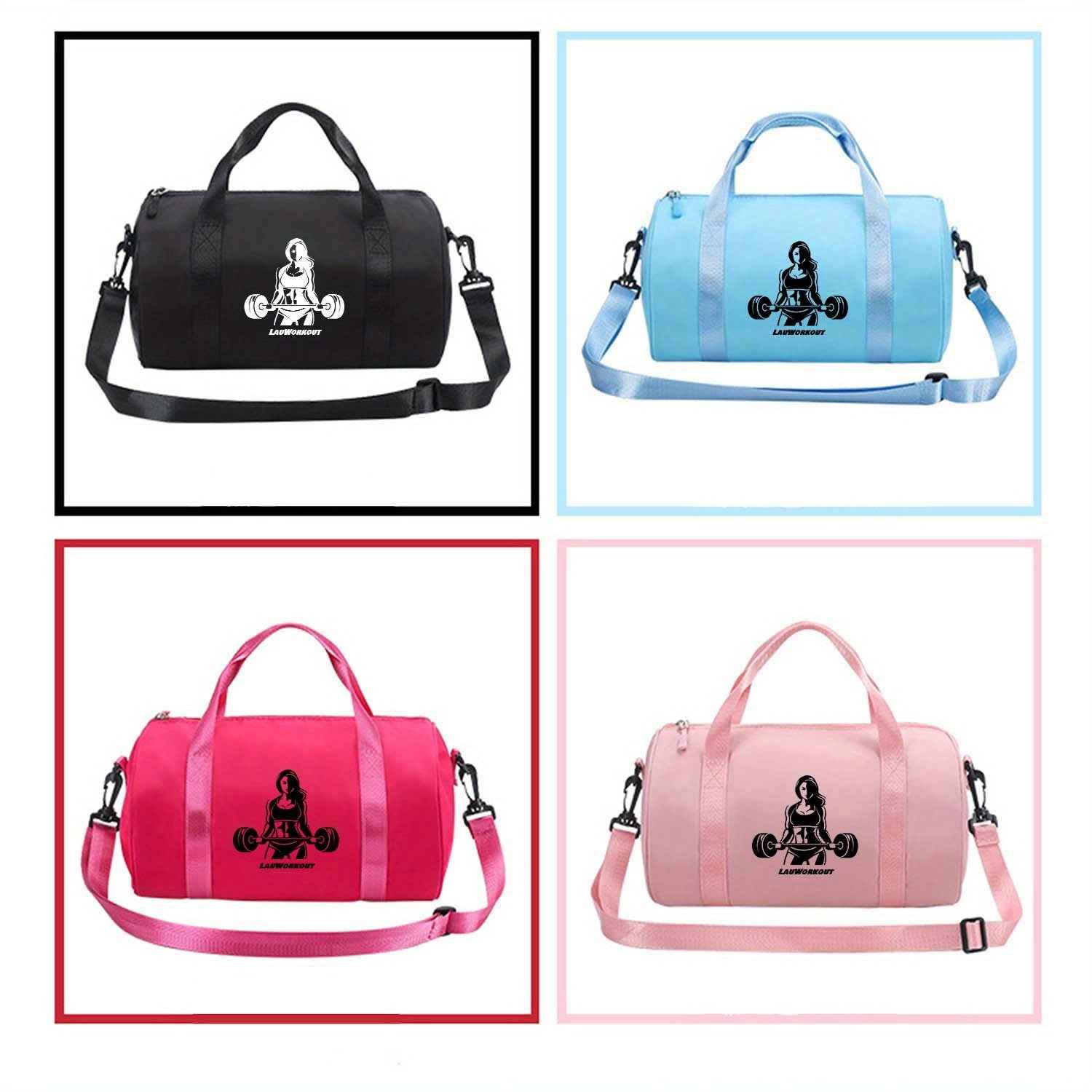 1pc Weightlifting Girl Printed Messenger Bag - Adjustable Strap, Multi-Color Options (Black/Blue/Pink/Red) - Durable Fabric Gym & Dance Bag for Teenager, Casual Outdoor Sports Tote with Top Handle & Shoulder Strap, Street Style Design for Daily Commute, V