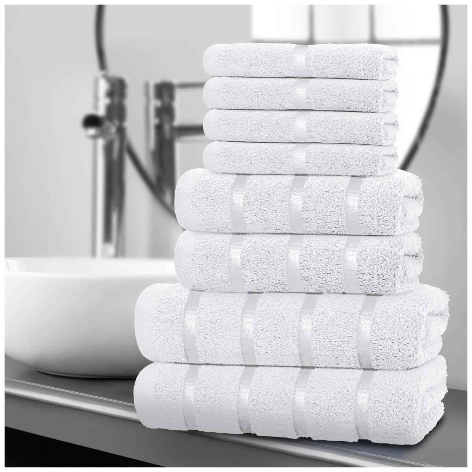 8pcs Egyptian Cotton Towel Set | Quick-Drying & Highly Absorbent | Includes 4 Face, 2 Hand, 2 Bath Towels | Sophisticated Boston Design | 15 Elegant Colours | Machine Washable