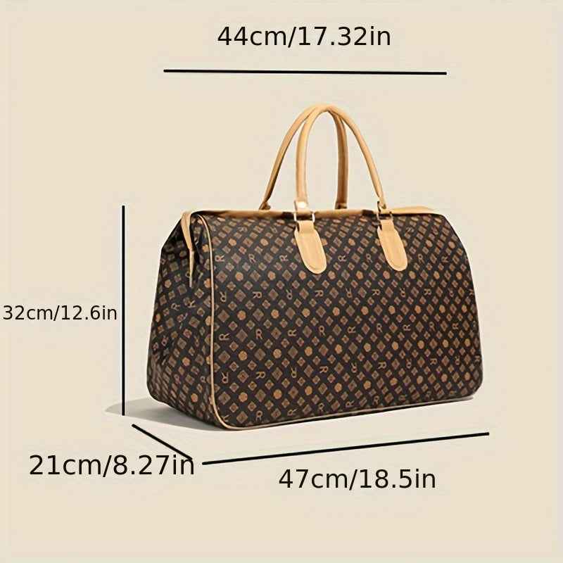 Large Capacity Travel Tote Bag with Spacious Main Compartment & Front Pocket - Coffee Color Portable Handbag for Gym, Business Trips, Weekend Getaways, Travel Bag, Carryon Luggage, Sleek Design, Sturdy Handles, Organized Packers