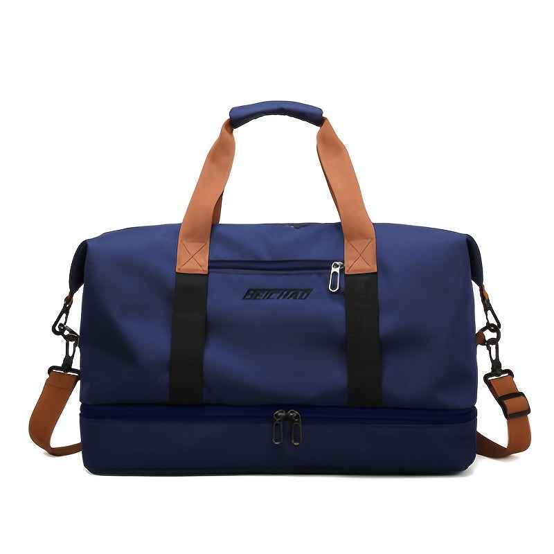 Hongyan Large Capacity Fitness Gym Bag with Dry/Wet Separation Compartments, Durable Oxford Fabric Workout Travel Bag, Adjustable Shoulder Straps & Multiple Pockets, 18.1" Height, 9.8" Width, 7 Colors (Military Green/Khaki/Gray/Purple/Red/Blue/Black), Wor