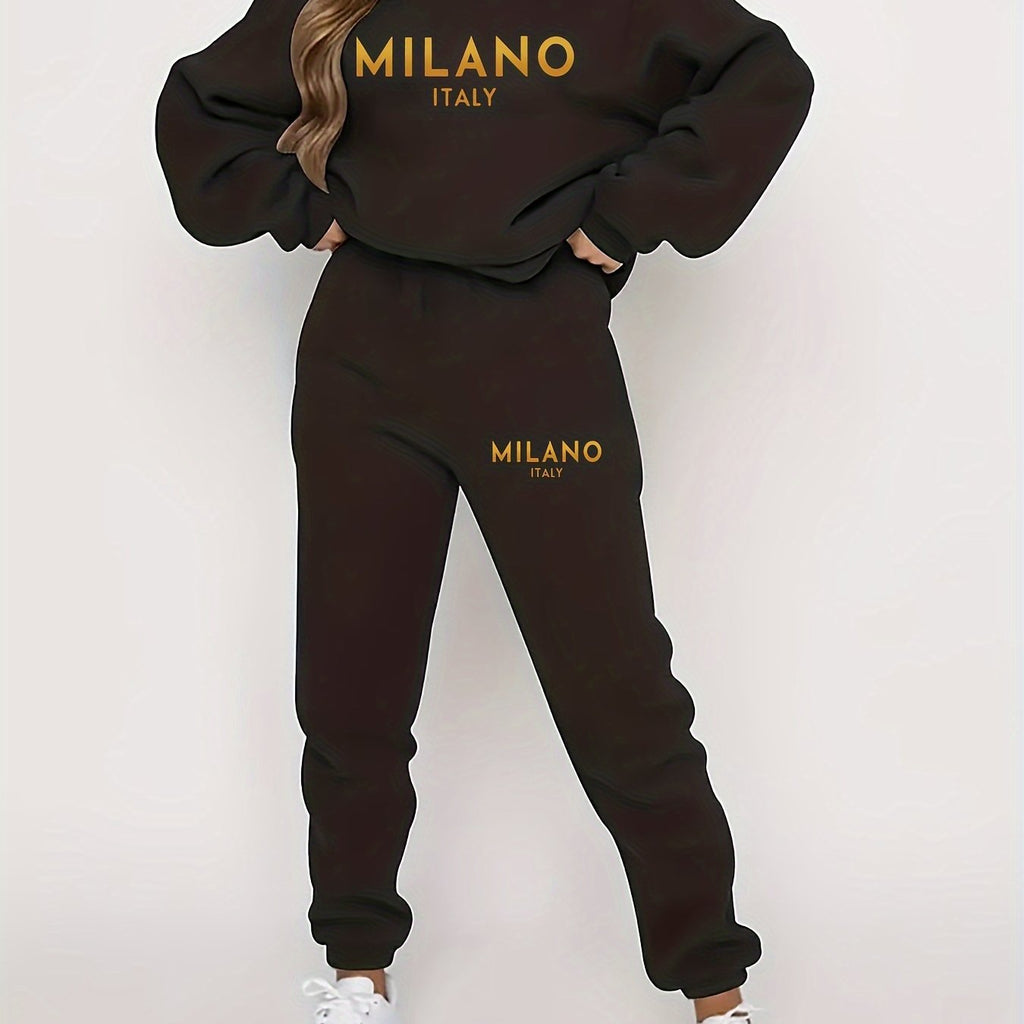 Geometric Milano Knit Sweatshirt  Pants Set - IRON GODDESS