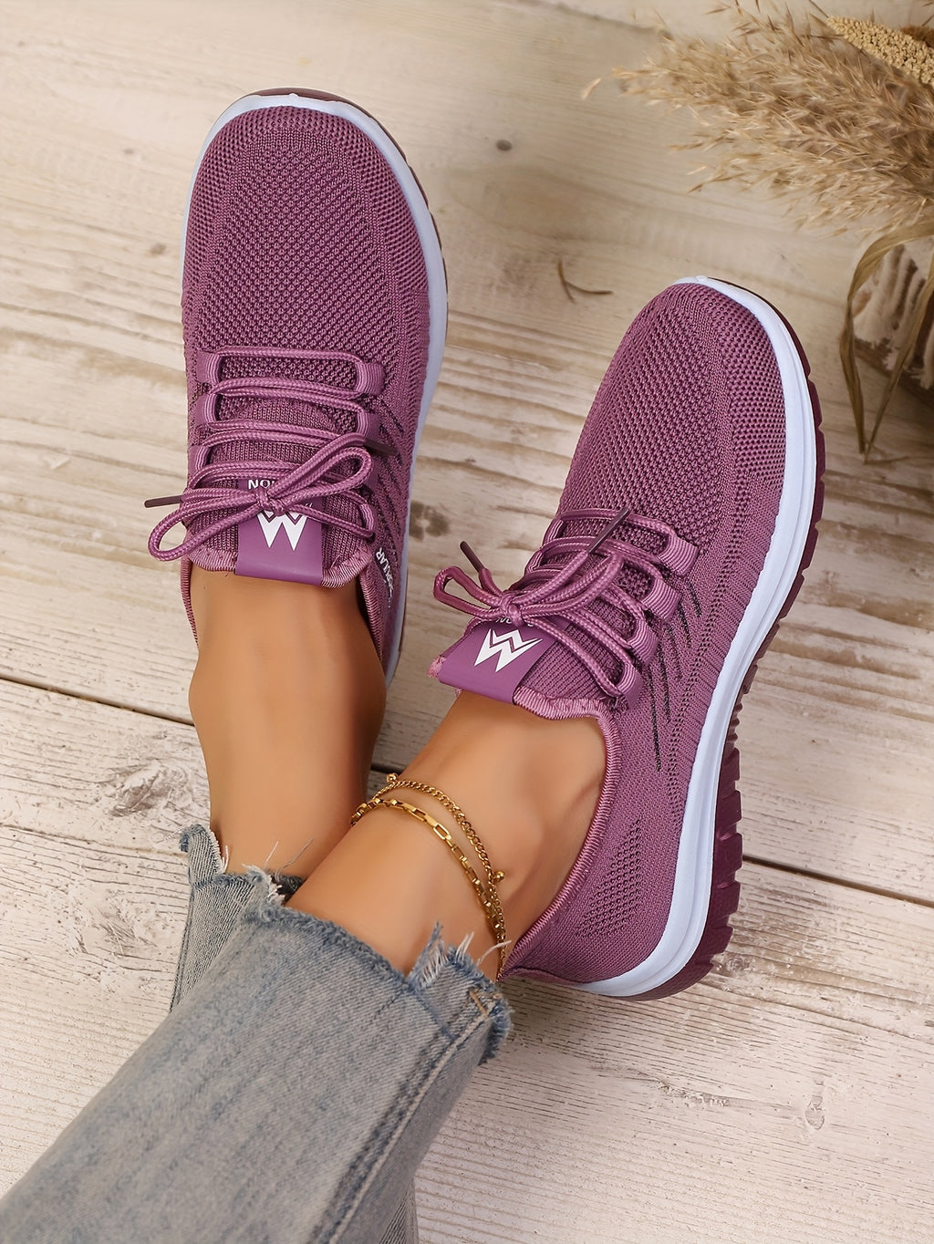 Womens Purple Wide Fit Breathable AllSeason Sneakers - IRON GODDESS
