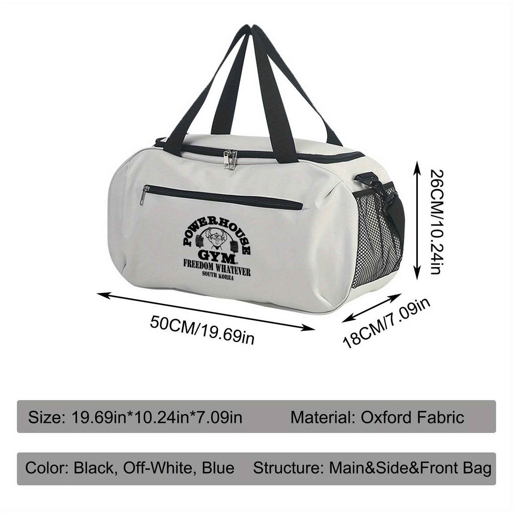 Power House Gym Duffel Bag - Large Capacity, Lightweight, Machine Washable Oxford Fabric, Adjustable Top Handle, Reinforced Handles, Ideal for Fitness Training & Yoga, Gym Gear Bag | Minimalist Style | Adjustable Strap Bag