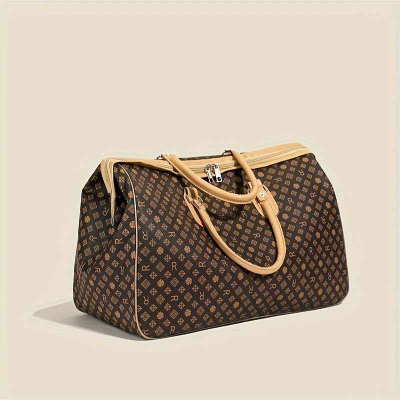 Large Capacity Travel Tote Bag with Spacious Main Compartment & Front Pocket - Coffee Color Portable Handbag for Gym, Business Trips, Weekend Getaways, Travel Bag, Carryon Luggage, Sleek Design, Sturdy Handles, Organized Packers