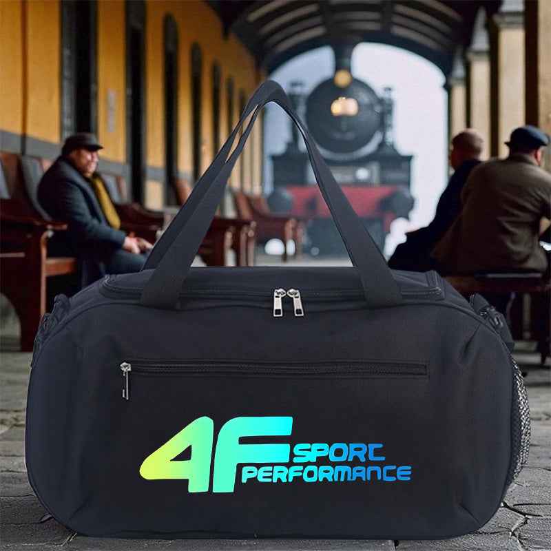 1pc 4F SPORT PERFORMANCE Large Capacity Gym Bag - Heavy-Duty Sports Duffel with Zippered Compartments, Spacious Travel Luggage for Men & Women, Gym, Beach, Business Trips - Durable Polyester Carry-On Bag, Gym Bag, Beach Carryall, Sporty Design, Sturdy Han