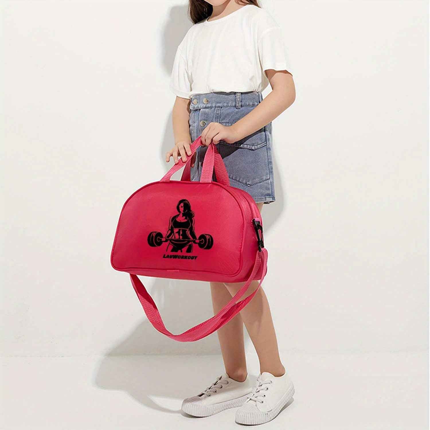1pc 's Gym Bag - Bold Weightlifting Girl Design in Bright Pink, Adjustable Strap & Sturdy Handles for Fitness, Yoga, Travel, Everyday - Durable Lightweight Construction for Workout & Casual Outings, Travel Shoulder Bag, Sporty Accessory, for Teenager