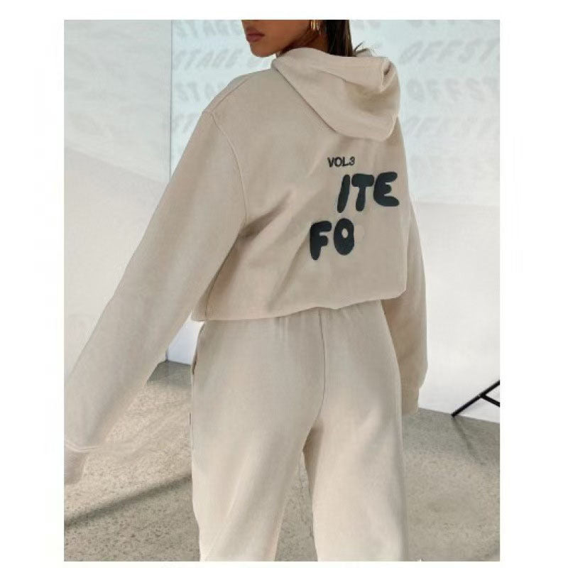 2025 New Style Letter Logo Insulated Sweatshirt and Pants for Ladies' Casual s Head Cover with Hood, Cold Weather Clothing, Casual Wear, Hooded Sweatshirt, Trendy Casual, Comfortable Fabric, Durable Stitching, Ladies' Sweatsuit, Unisex Hoodie, Winter Ward - IRON GODDESS