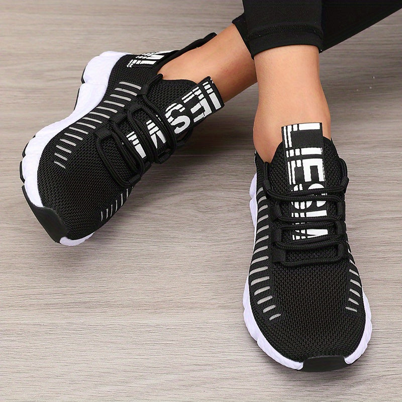 Sonic Stripe Breathable Comfort Womens Lightweight Athletic Sneakers - IRON GODDESS