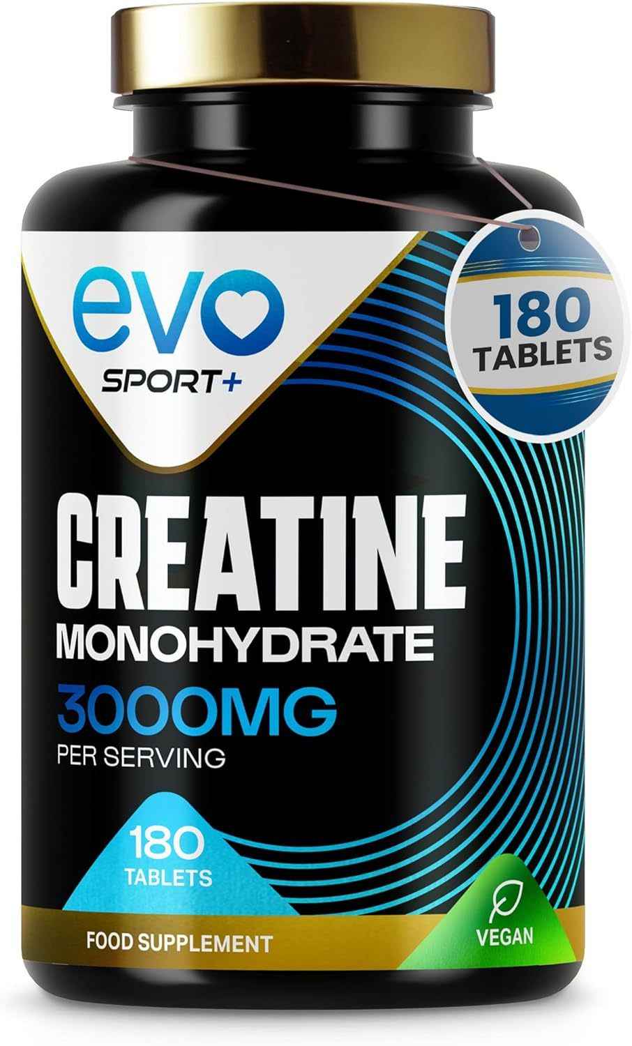Creatine Monohydrate Tablets 3000mg - 180 Creatine Tablets | Unflavoured Gym Supplement & Powder Alternative for Men & Women | Muscle Mass & Exercise Recovery | Vegan, Keto & Made in UK