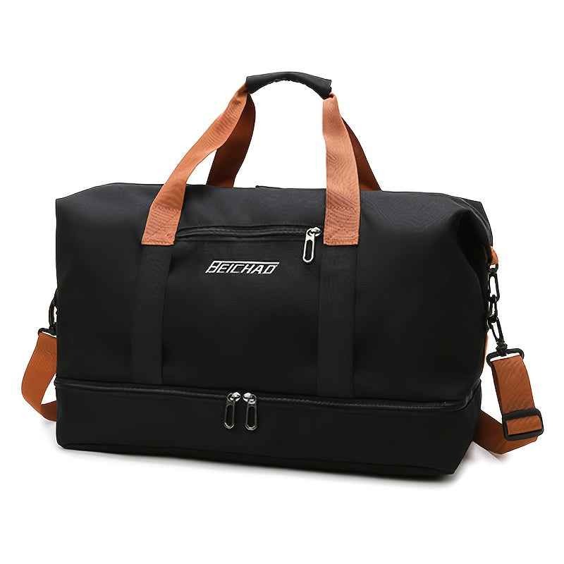 Hongyan Large Capacity Fitness Gym Bag with Dry/Wet Separation Compartments, Durable Oxford Fabric Workout Travel Bag, Adjustable Shoulder Straps & Multiple Pockets, 18.1" Height, 9.8" Width, 7 Colors (Military Green/Khaki/Gray/Purple/Red/Blue/Black), Wor