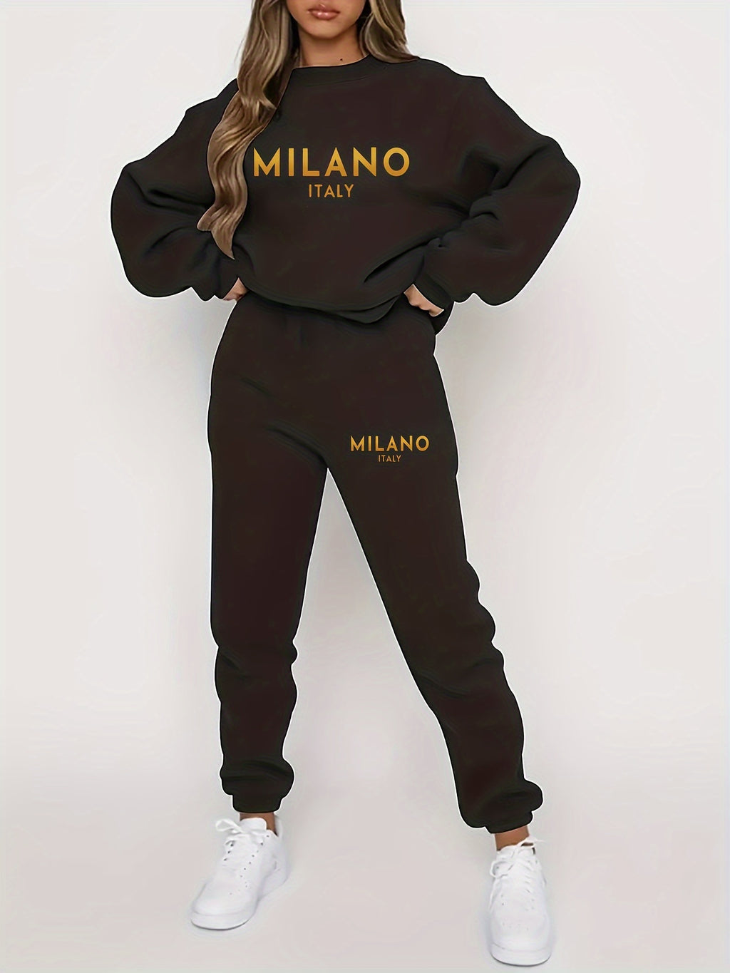 Geometric Milano Knit Sweatshirt  Pants Set - IRON GODDESS