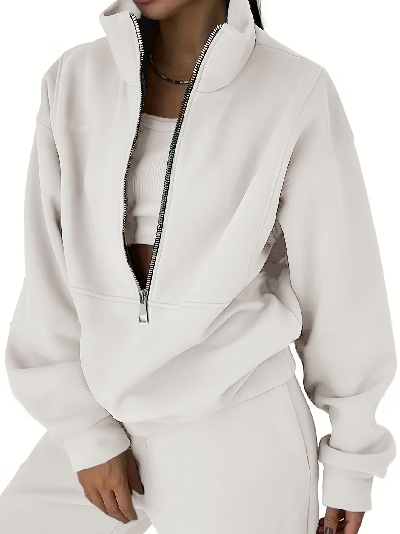 Womens Long Sleeve Zip Sweatshirt  Pants Set - IRON GODDESS