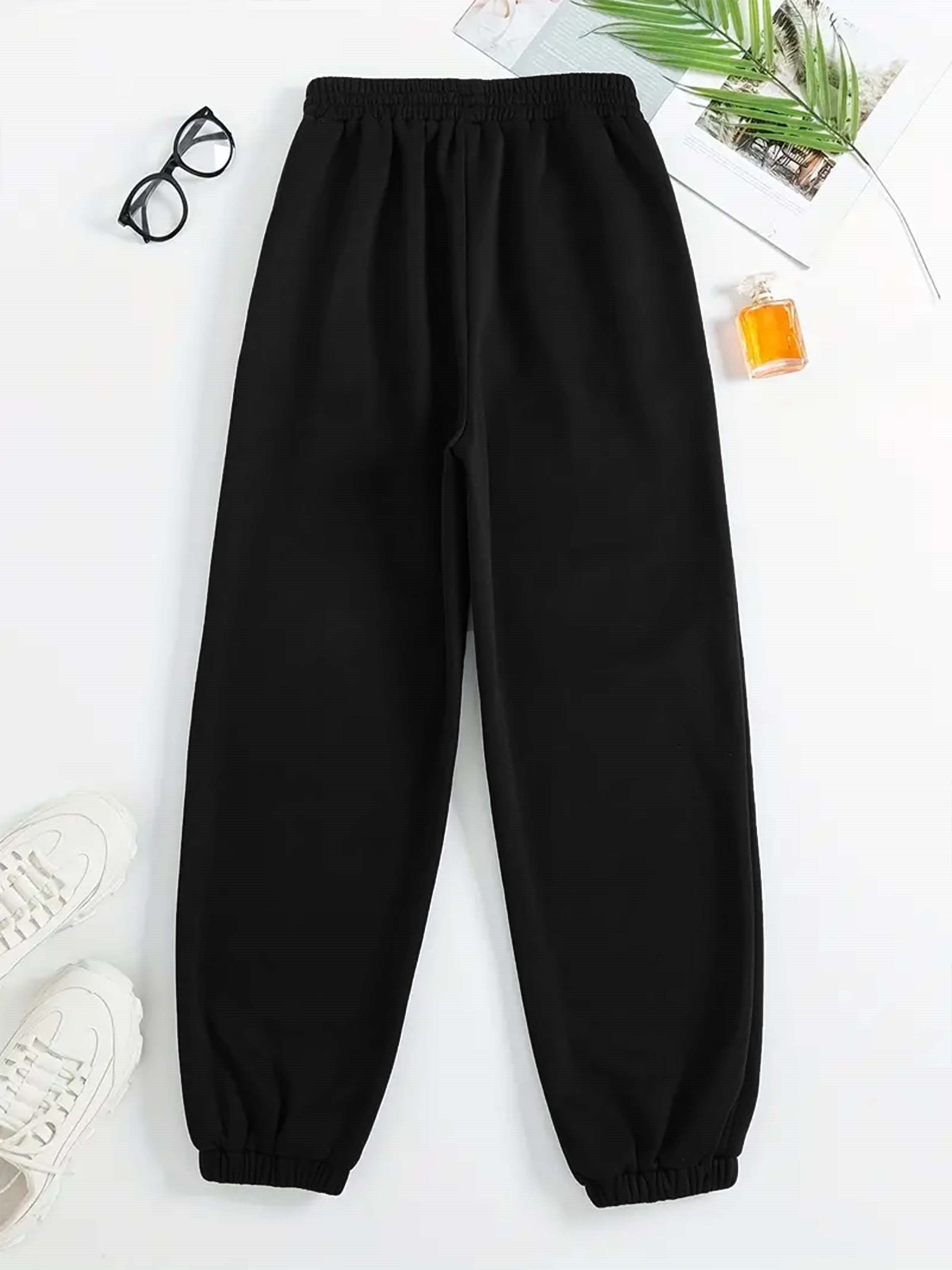 Letter Print TwoPiece Crew Neck Sweatshirt  Pants Set - IRON GODDESS