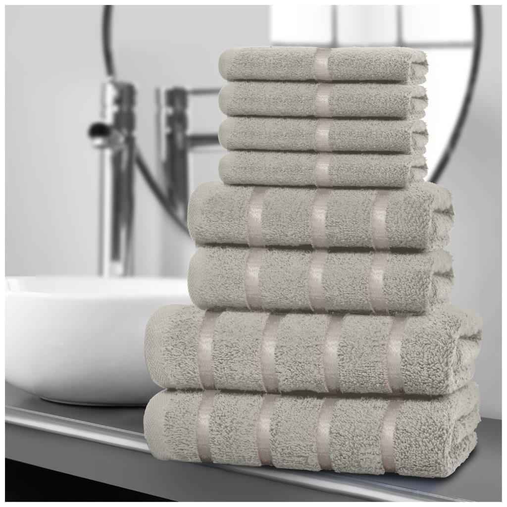 8pcs Egyptian Cotton Towel Set | Quick-Drying & Highly Absorbent | Includes 4 Face, 2 Hand, 2 Bath Towels | Sophisticated Boston Design | 15 Elegant Colours | Machine Washable