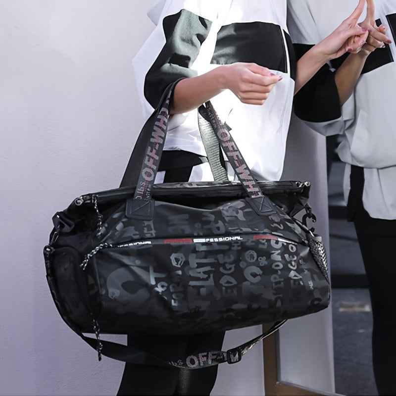 1pc Letter Independent Shoe Storage Travel Bag, Multifunctional Large Capacity for Outdoor Use, Wear-Resistant And Lightweight, with Dry And Wet Separation, Can Be Carried by Hand Or Worn on The Shoulder.