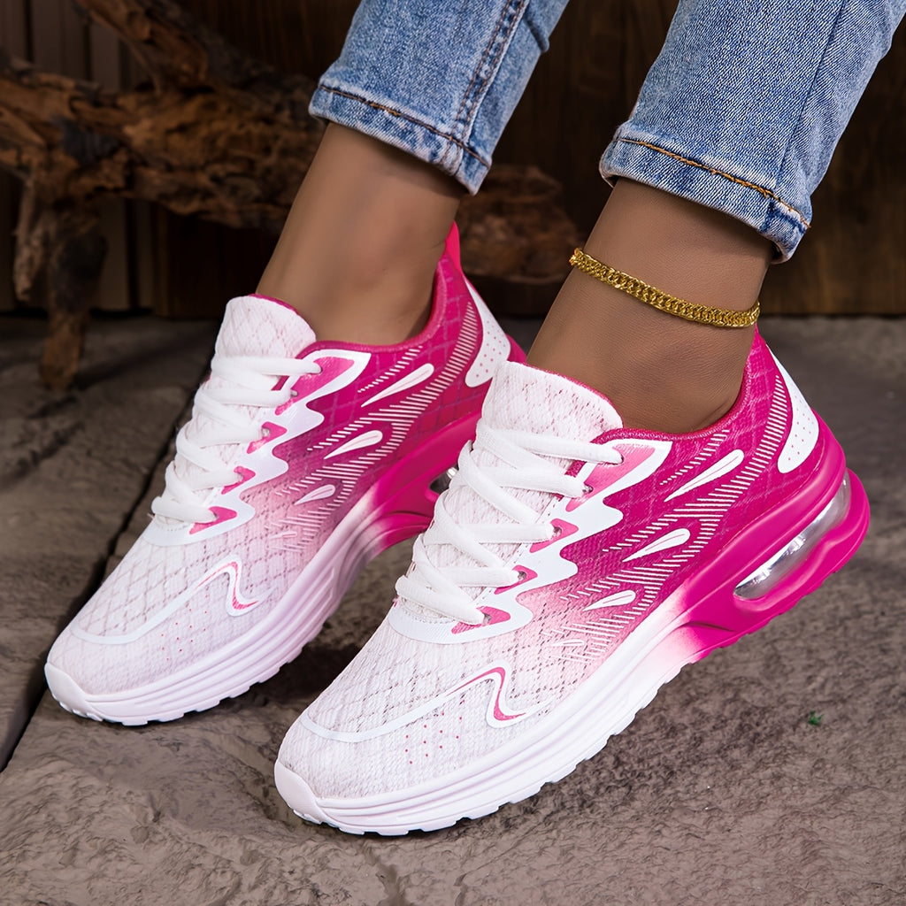 Lightweight Cushioned NonSlip PinkWhite Running Sneakers - IRON GODDESS