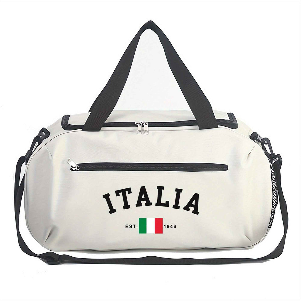 [Large-Capacity Travel Duffel] Italia Pattern Large-Capacity Travel Duffel Bag - Lightweight Zipper Gym & Yoga Bag With Italian Flag Design, Durable Polyester Lining, Double Handles For College, Vacation, Outdoor Activities, Gym Bag, Vacation Essentials,