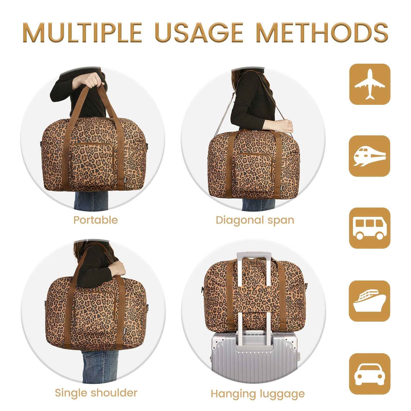 Foldable Travel Duffel Airlines Personal Item Bag Large Capacity with Shoulder Strap And Luggage Sleeve 18x14x8 Carry On Weekender Overnight for Women Men Suitable for Yoga Sport Gym Travel Daily Commuting Christmas Gifts