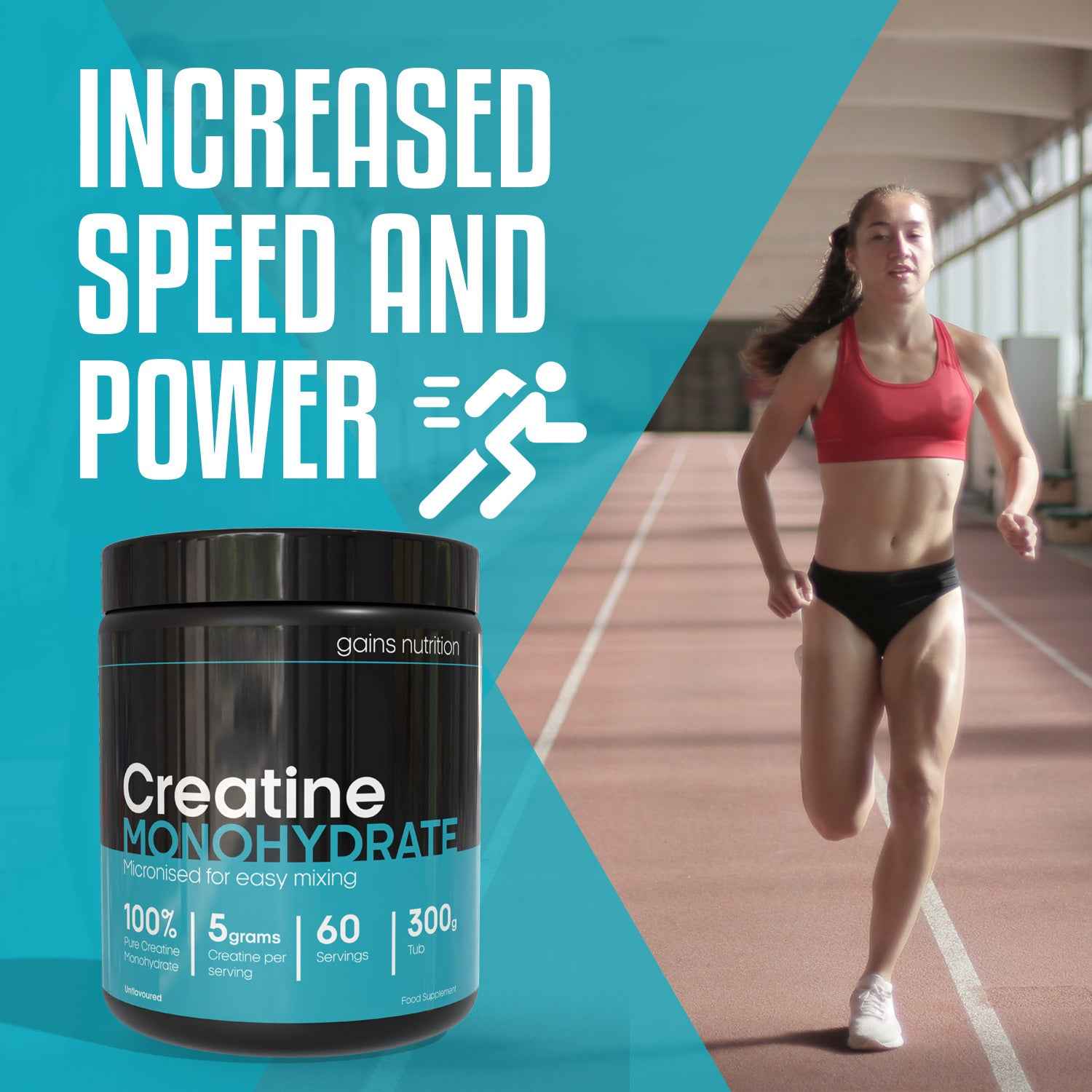 Creatine Powder | High Strength Creatine Monohydrate Powder - 5g per Serving | Unflavoured Filler Free Creatine-Monohydrate | Gluten Free