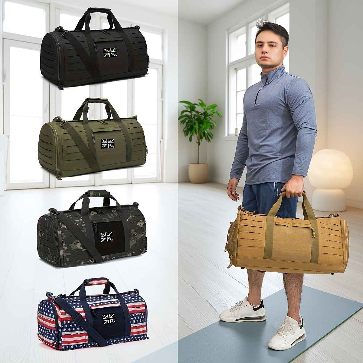 40L Heavy-Duty Crossfit Duffel Bag with Shoe Compartment - Large Gym & Travel Sports Duffle for Men &, Durable Workout Bag with Shoe Pocket, Weekender Tote for Basketball, Football Gear, Camping, Gym Equipment Storage