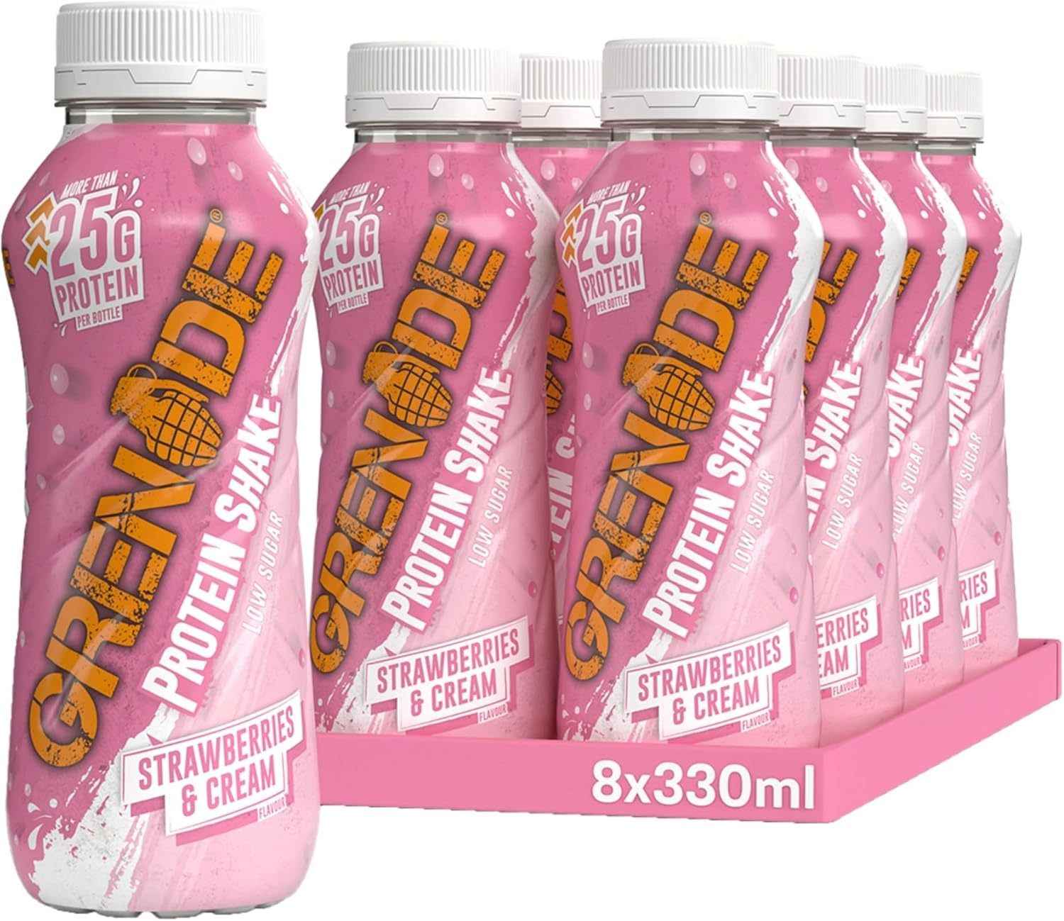 Grenade High Protein Shake Strawberries & Cream, 8 x 330ml
