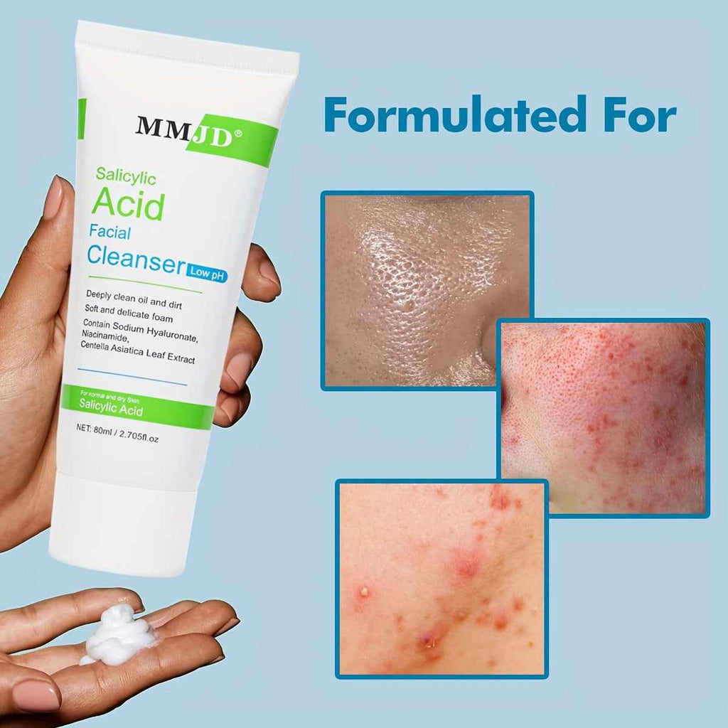 [Deep Cleansing Cleanser] MMJD Salicylic Acid Deep Cleansing Cleanser - 1pc 80ml/2.705fl.oz | Cleansing & Hydrating Foam Cleanser, Glycerol & Salicylic Acid, Makeup Removal, Face Wash, Skincare Routine, Unisex for All Light Beige Types, Fresh Scent, Sleek